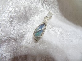 10052-2 925er Anhänger mit schönem schwarzen Opal super Farbenspiel