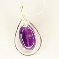 10255 925er Anhänger gedrahtet mit Amethyst Linse oval