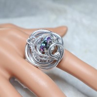 10486 Ring gedrahtet elox Alu mit Swarovski® Rivoli crystal vitrail light 10mm