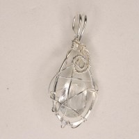 10545 925er Anhänger gedrahtet mit Aquamarin Tropfen, 3,8ct, facettiert