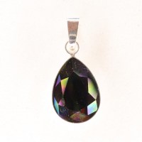 10566 925er Anhänger mit Swarovski® pear Tropfen crystal rainbow dark 14x10mm