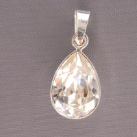 10567 925er Anhänger mit Swarovski® pear Tropfen crystal 14x10mm