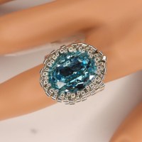 10583 Peyote Ring mit Swarovski® Cabochon oval, 18x13mm, light turquoise