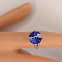 10600 925er Ring größenverstellbar mit Swarovski® Rivoli 10mm sapphire