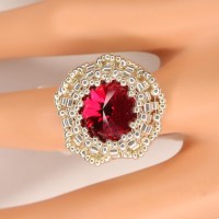 10624-1 Antiker metallfreier Ring mit Swarovski® in Peyote