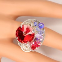 10655 925er Ring gedrahtet mit Swarovski® Elementen