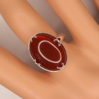 10669 925er Ring mit ovalem Carneol Cabochon 18x13mm