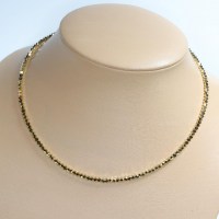 10742 Feines 925er Collier mit Swarovski® Xilions 3mm crystal aurum 2xAB (163)