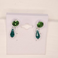 10845 925er Ohrstecker mit Swarovski® Xirius 8mm fern green und Swarovski® Tropfen