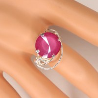 10902 Silberring gedrahtet mit Swarovski® Rivoli 12mm crystal peony pink