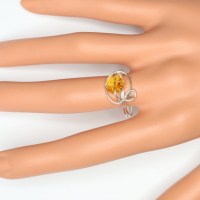 11016 925er Ring gedrahtet mit Swarovski® Blume sunflower