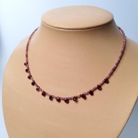 11155 925er rosa Turmalin Collier mit feinen facettierten Rubelith Tropfen