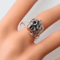 11228 935er Ring mit Swarovski® Totenkopf crystal light crome 2xAB 13mm