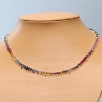 11247 925er Collier aus feinen facettierten Multicolor Saphir Tropfen