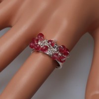 11332 925er Ring gedrahtet mit rosa Spinell Briolettes