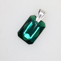 11340-1 925er Anhänger mit Swarovski® Rechteck emerald shimmer