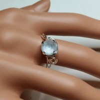 11398 925er Ring gedrahtet mit Swarovski® Xirius 8mm crystal powder grey