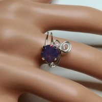 11400 925er Ring gedrahtet mit Swarovski® Xirius 8mm cyclamen opal
