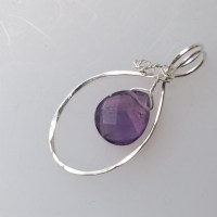 11497 935er Anhänger gedrahtet mit facettiertem Amethyst Tropfen breit