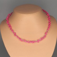 11515 925er Kette gestrickt mit 196 Swarovski® crystal pearls 3mm neon pink