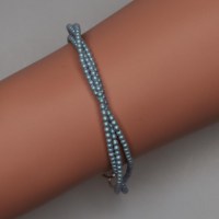 11523 925er Armband 3-reihig aus 224 Swarovski® Crystal Pearls 2mm crystal iridescent light blue