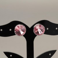 11706 925er Ohrstecker gefasst mit Swarovski® Rivoli 10mm light rose