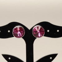 11708 925er Ohrstecker gefasst mit Swarovski® Rivoli 10mm fuchsia