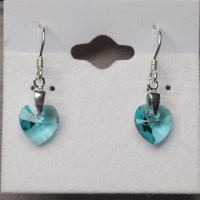 11721 925er Ohrringe mit Swarovski® Herzen 10,3mm aquamarine