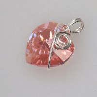 11743 925er Anhänger gedrahtet mit Swarovski® Herz 18mm rose peach shimmer