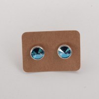 11897 925er Ohrstecker mit Swarovski® Rivoli 8mm in sapphire shimmer, gefasst