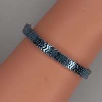 11945 925er Armband mit galvanisierten Hämatitwellen blau