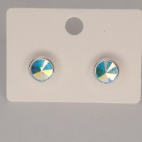 11975 925er Ohrstecker mit Swarovski® Rivoli 8mm crystal AB, gefasst