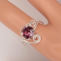 12105 925er Ring mit Swarovski® Chaton 8mm rose, gedrahtet