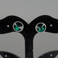 12229 925er Ohrstecker mit Swarovski® Rivolis 8mm emerald