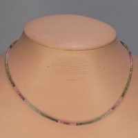 12297 925er Kette mit feinen, facettierten Multicolor Turmalin Perlen (2mm Größe)