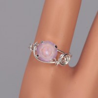 12439 925er Ring mit Swarovski® Xirius rose water opal, 8mm, gedrahtet