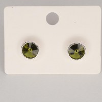 12713 925er Ohrstecker mit Swarovski® Rivoli 8mm olivine, gefasst