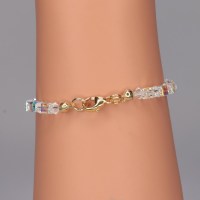 12743-1 925er Armband vergkoldet mit Swarovski® Würfel und Xilions 4mm crystal AB