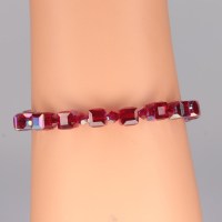 12757 925er Armband mit Swarovski® Würfel 6mm und Swarovski® Xilions 4mm siam AB