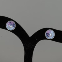 12762 925er Ohrstecker mit Swarovski® Rivoli 8mm cristal vitrail light, mit Ringfassung gefasst