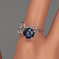 12773 925er Ring, gedrahtet, mit Swarovski® Chaton 8mm, light sapphire