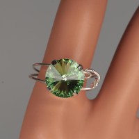 12779 925er Ring, gedrahtet, mit Swarovski® Rivoli 12mm, peridot