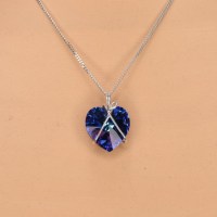 12803 925er Kette mit Swarovski® Herz 18mm crystal heliotrope, gedrahtet