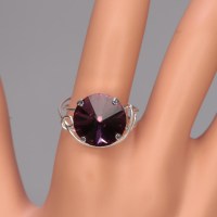 12806 925er Ring, gedrahtet, mit Swarovski® Rivoli 14mm, amethyst