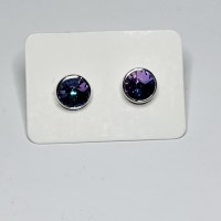 12878 925er Ohrstecker mit Swarovski® Rivoli 8mm crystal vitrail light