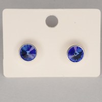 12881 925er Ohrstecker mit Swarovski® Rivoli 8mm sapphire, gefasst