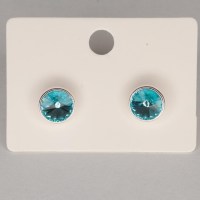 12886 925er Ohrstecker mit Swarovski® Rivoli 8mm light turquoise, gefasst
