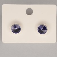 12890 925er Ohrstecker mit Swarovski® Rivoli 8mm tanzanite, gefasst