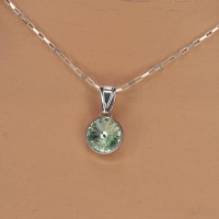 12904 925er Kette mit Swarovski® Rivoli 10mm, chrysolite, gefasst