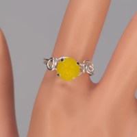 12915 925er Ring mit Swarovski® Xirius, 8mm, yellow opal, gedrahtet